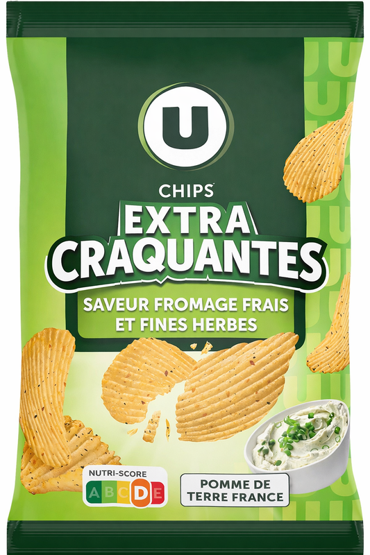 U CHIPS EXTRA CRAQUANTS SAV FROMAGE FRAIS DE 135GR