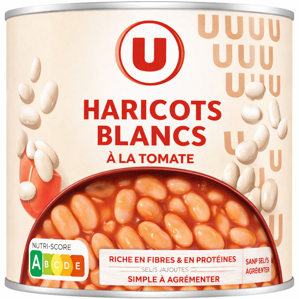 U HARICOTS BLANCS A LA TOMATE DE 400 GR