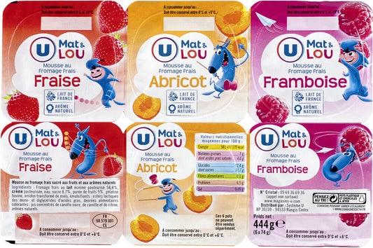 U MOUSSE DE FRUITS DE 6X 74 GR DE 444 GR