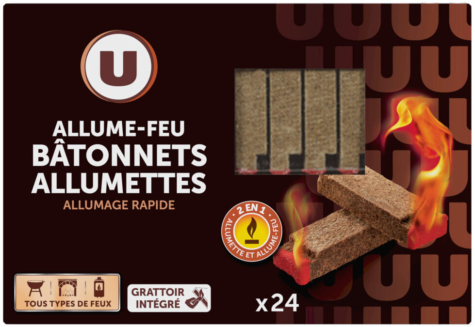 U ALLUME FEU BATONNETS ALLUMETTES DE 24 PIECES