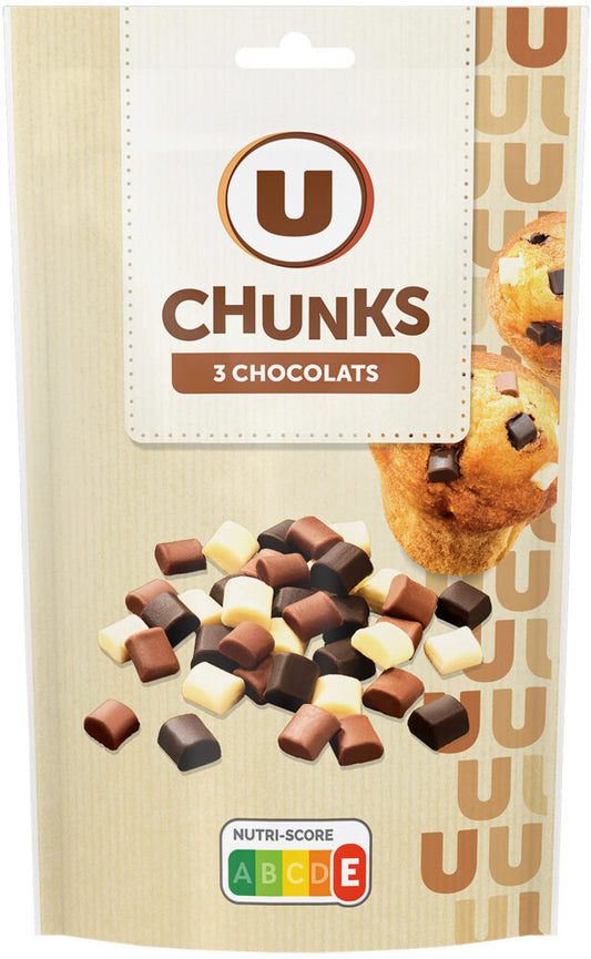 U CHUNKS AUX 3 CHOCOLATS DE 100 GR