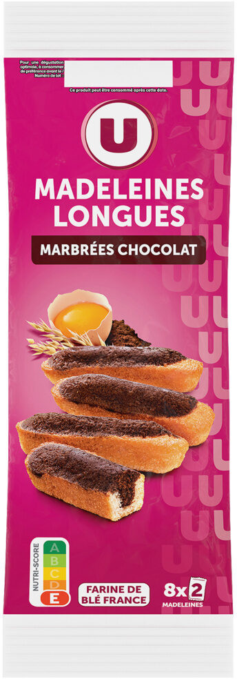 U MADELEINES LONGUES MARBRES CHOCOLAT X 8 DE 250 GR