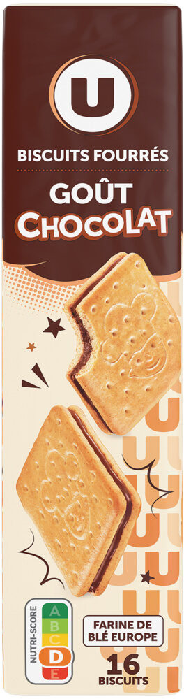 U BISCUITS FOURRES  CARRES AU CHOCOLAT  DE 295 GR