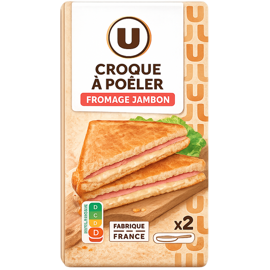 LE CROQUE A POELER JAMBON FROIMAGE X 2