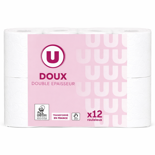 U PAPIER TOILETTE  DOUX DOUBLE EPAISSEUR DE 12