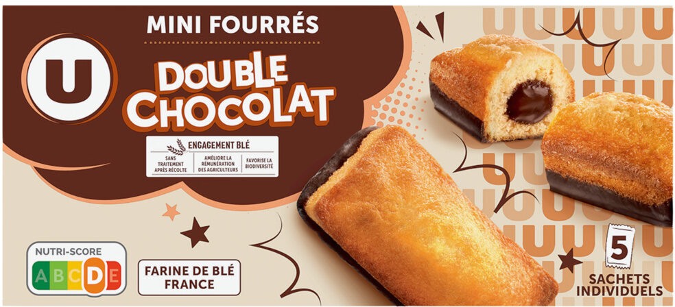 U MINI FOURRES  DOUBLE CHOCOLAT  X5 DE 150 GR