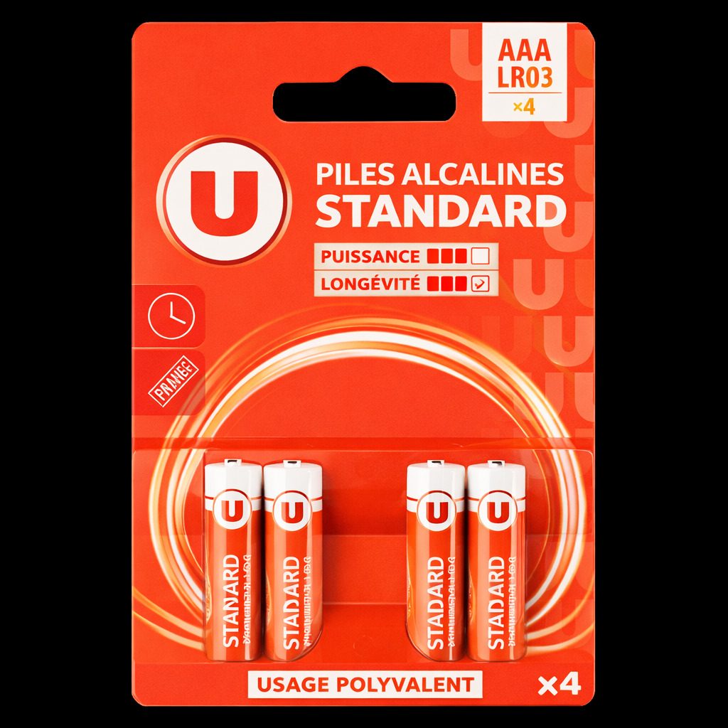 U PILES ALCALINES STANDARD X4  LR03