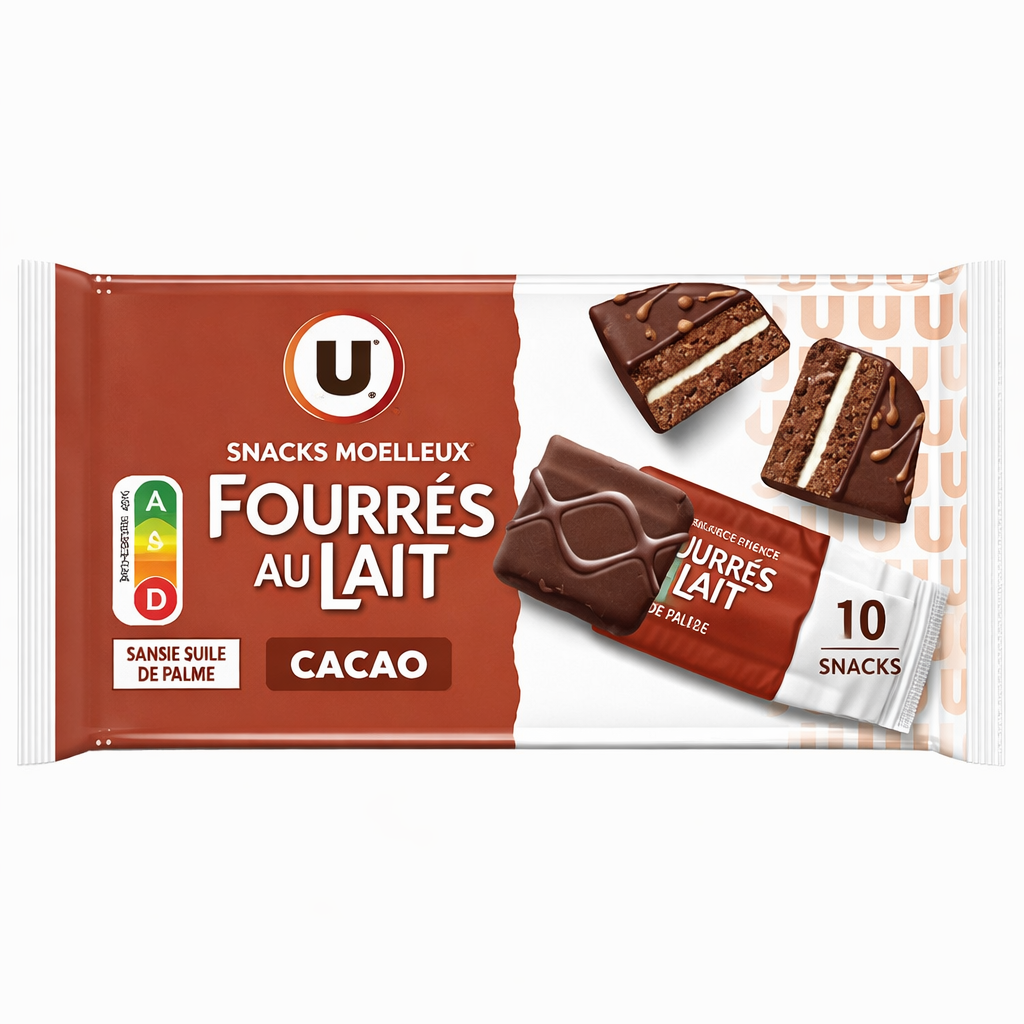 SNACKS MOEULLEUX FOURRES AU LAIT CACAO X10
