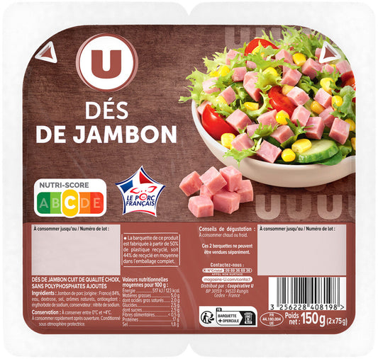 DES DE JAMBON CUIT DE 2X75GR DE 150 GR