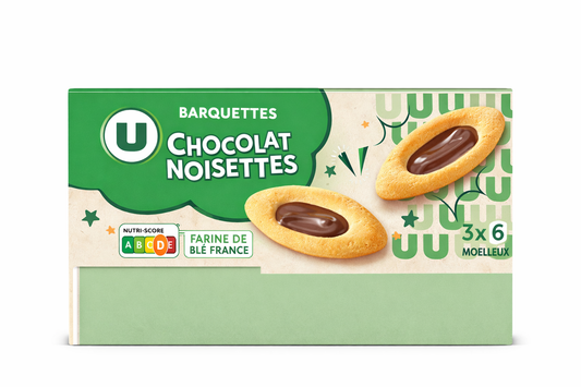 U BARQUETTES CHOCOLAT NOISETTES DE  120GR