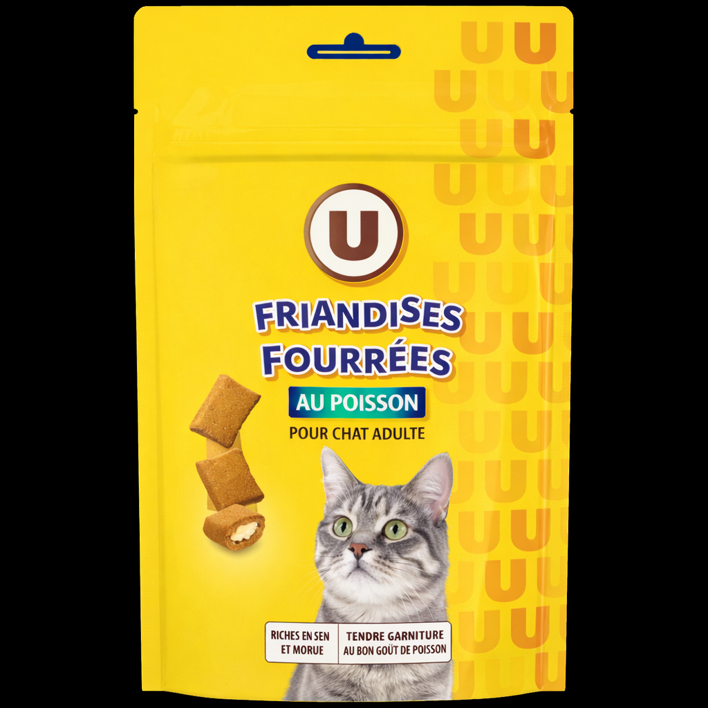 U FRIANDISES FOURREES AUX POISSONS MSC POUR CHAT STERILISE  DE 60 GR
