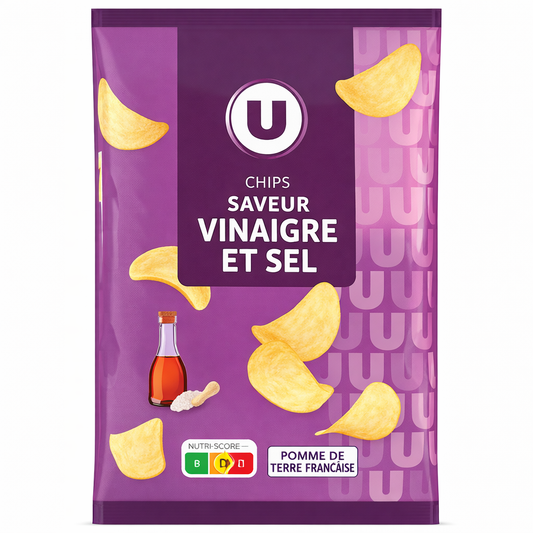 U CHIPS SAV VINAIGRE ET SEL DE 135GR