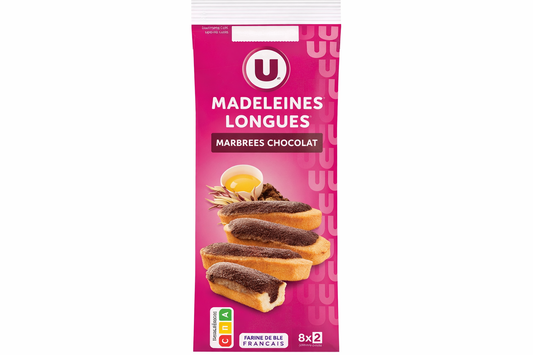 U MADELEINES LONGUES MARBREES CHOCOLAT DE 250GR