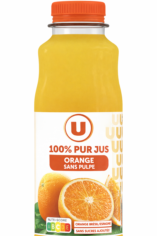 U 100 % PUR JUS DORANGE SANS PULPE DE 1L