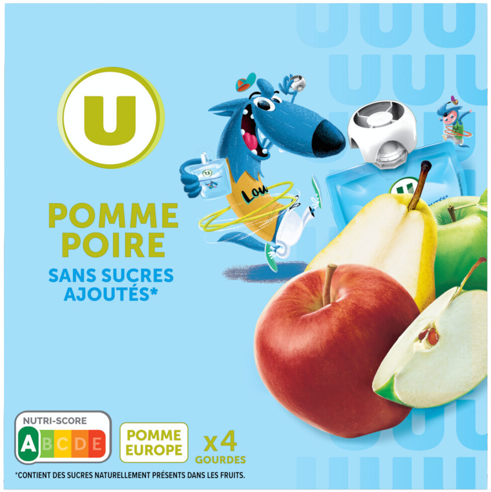 POMME POIRE SANS SUCRES AJOUTES DE 4X90GR DE 360 GR