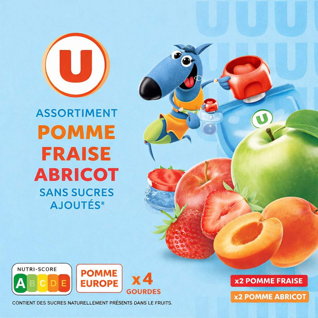 ASSORTIMENT POMME FRAISE POMME ABRICOT X4