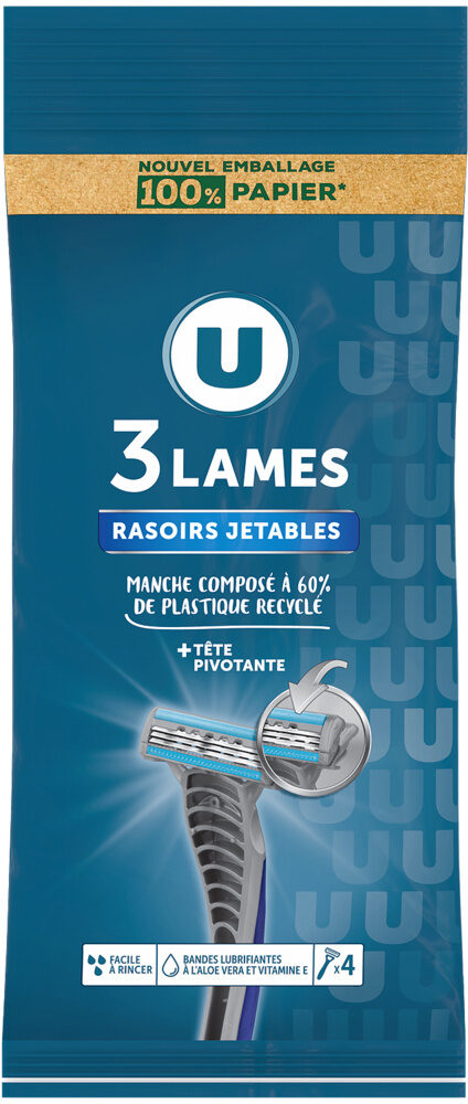 U RASOIRS 3 LAMES JETABLES  X4