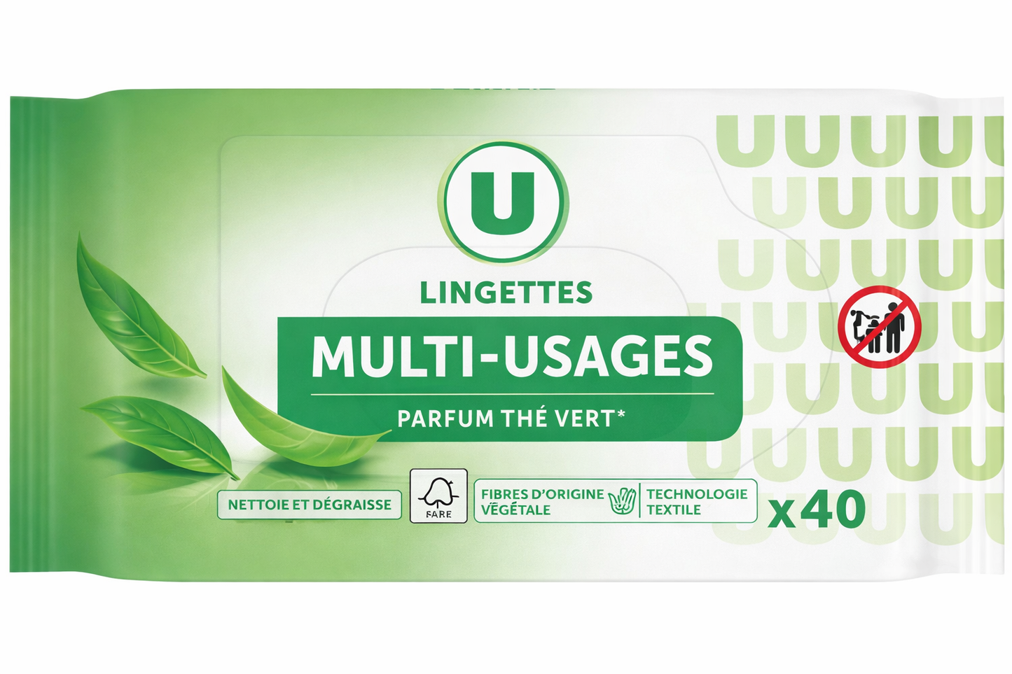 U LINGETTES MULTI USAGES PARF THE VERT X40
