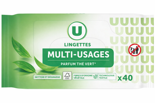 U LINGETTES MULTI USAGES PARF THE VERT X40