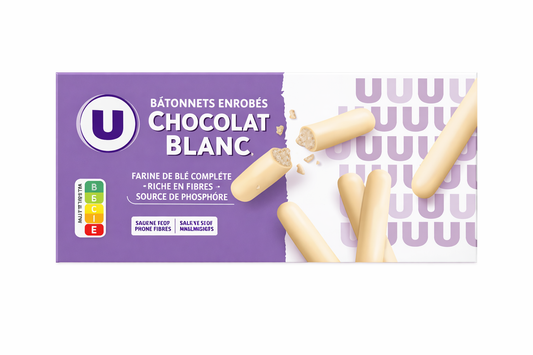 U BATONNETS ENROBES CHOCOLAT BLANC DE 150GR