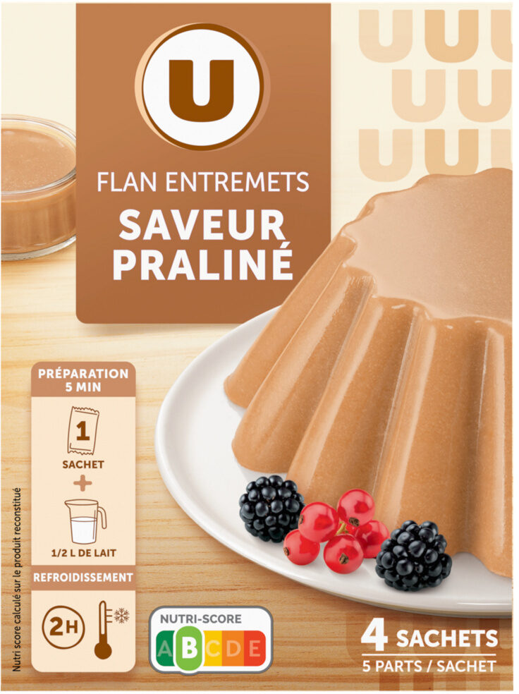 U FLAN ENTREMETS SAVEUR PRALINE DE 4 SACHET DE 180 GR