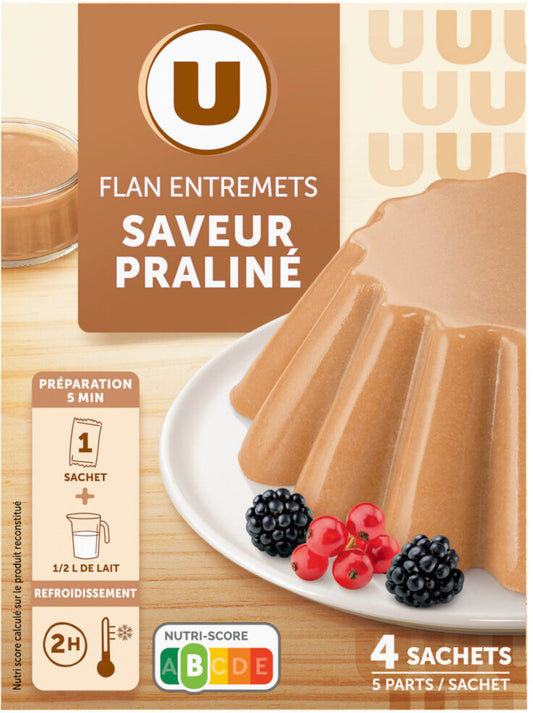 U FLAN ENTREMETS SAVEUR PRALINE DE 4 SACHET DE 180 GR
