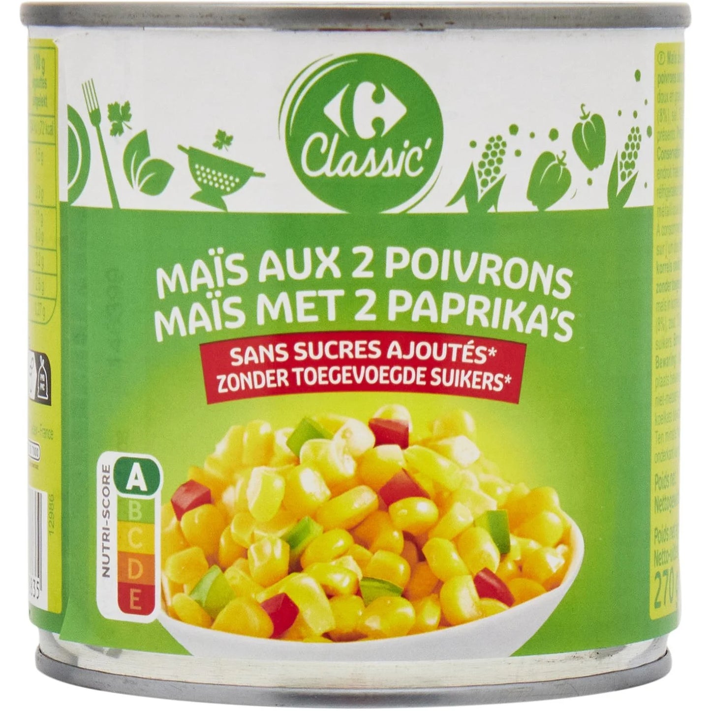 MAIS AUX  2 POIVRONS SANS SUCRES AJOUTES DE 300GR