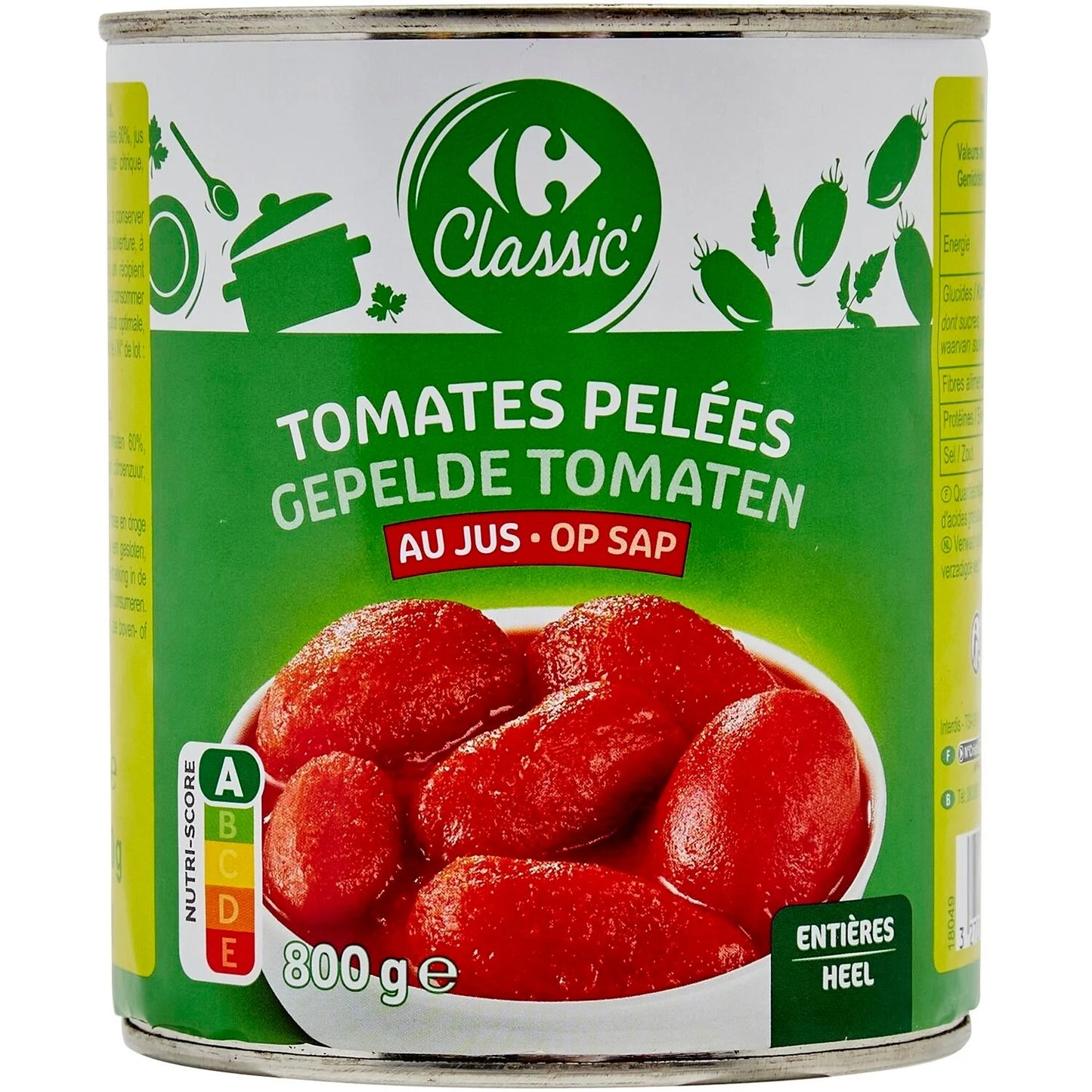 TOMATES  PELEES AU JUS DE 800 GR