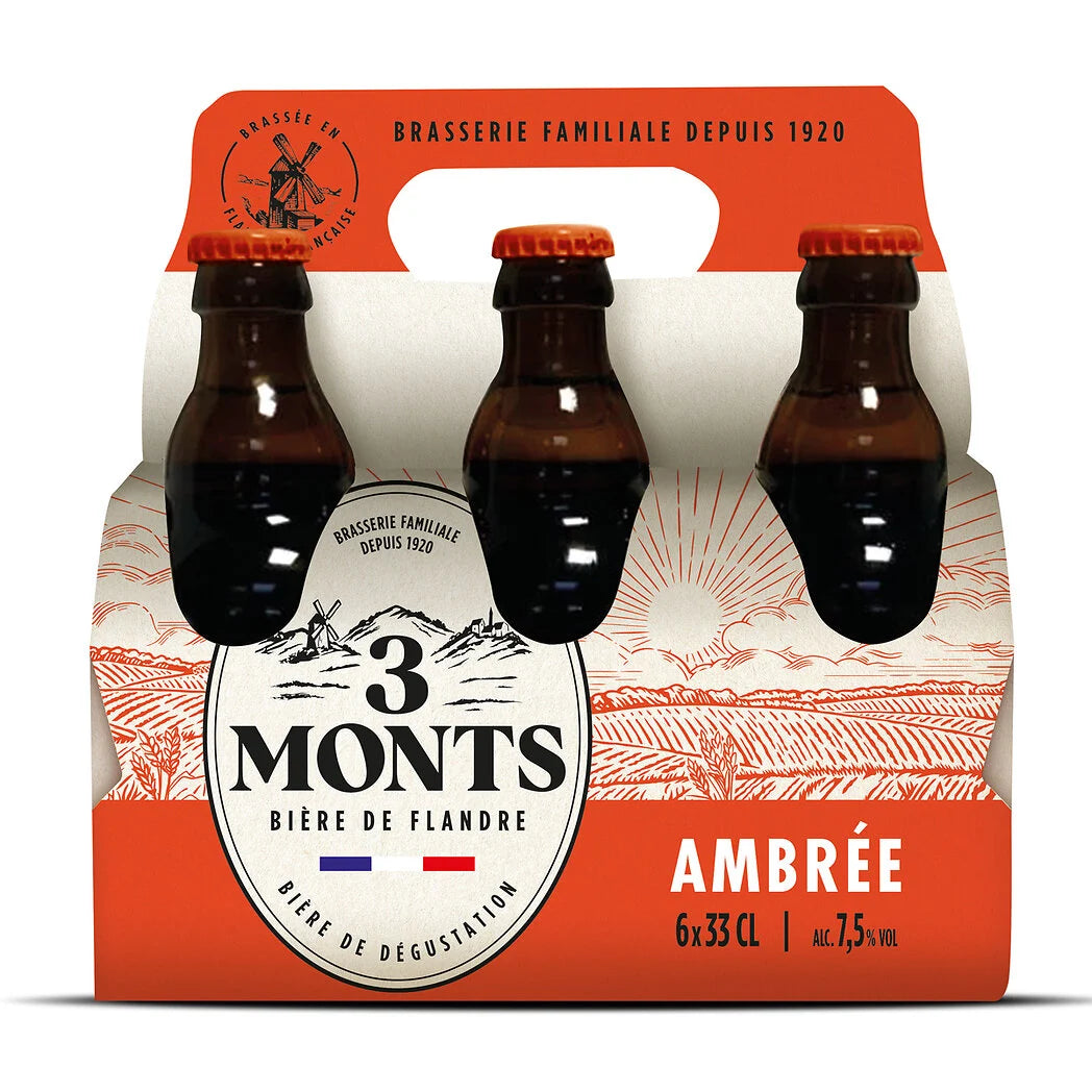 PACK DE BIERE 3 MONTS AMBREE  ALC 7.5  VOL DE 6X33CL
