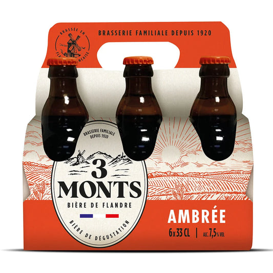 PACK DE BIERE 3 MONTS AMBREE  ALC 7.5  VOL DE 6X33CL