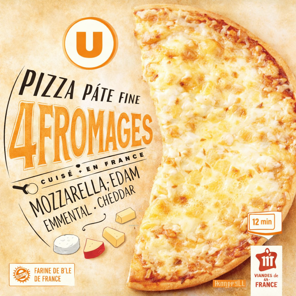 U SAVEURS PIZZA 4 FROMAGE DE 400GR