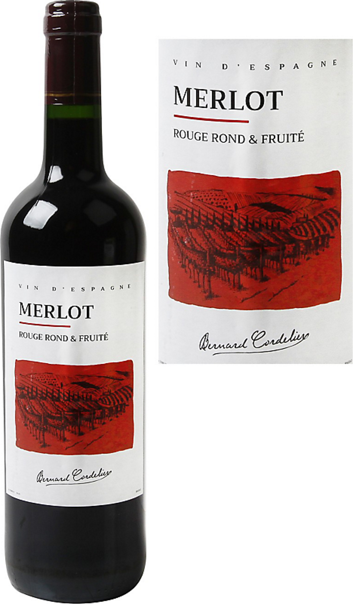 MERLOT ROUGE ROND FRUITE   DE 75 CL
