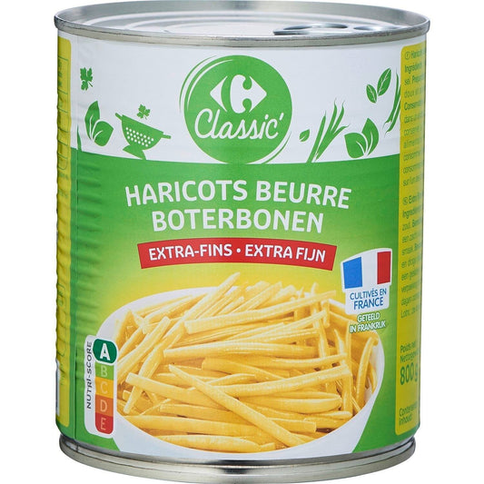 HARICOTS  BEURRE EXTRA FINS DE 800GR