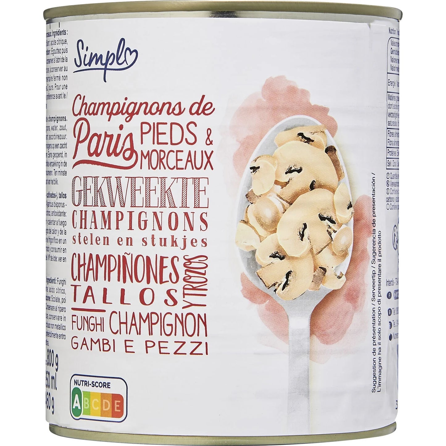 CHAMPIGNONS DE PARIS PIEDS MORCEAUX DE 800 GR