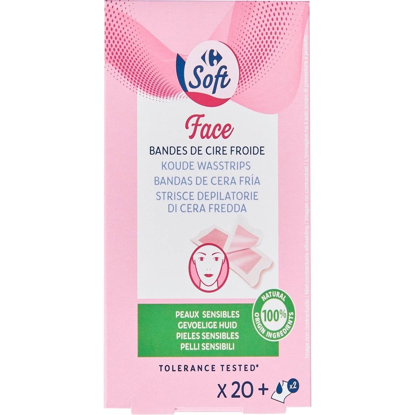 FACE  BANDES DE CIRE FROIDE  PEAUX  SENSIBLES  X20