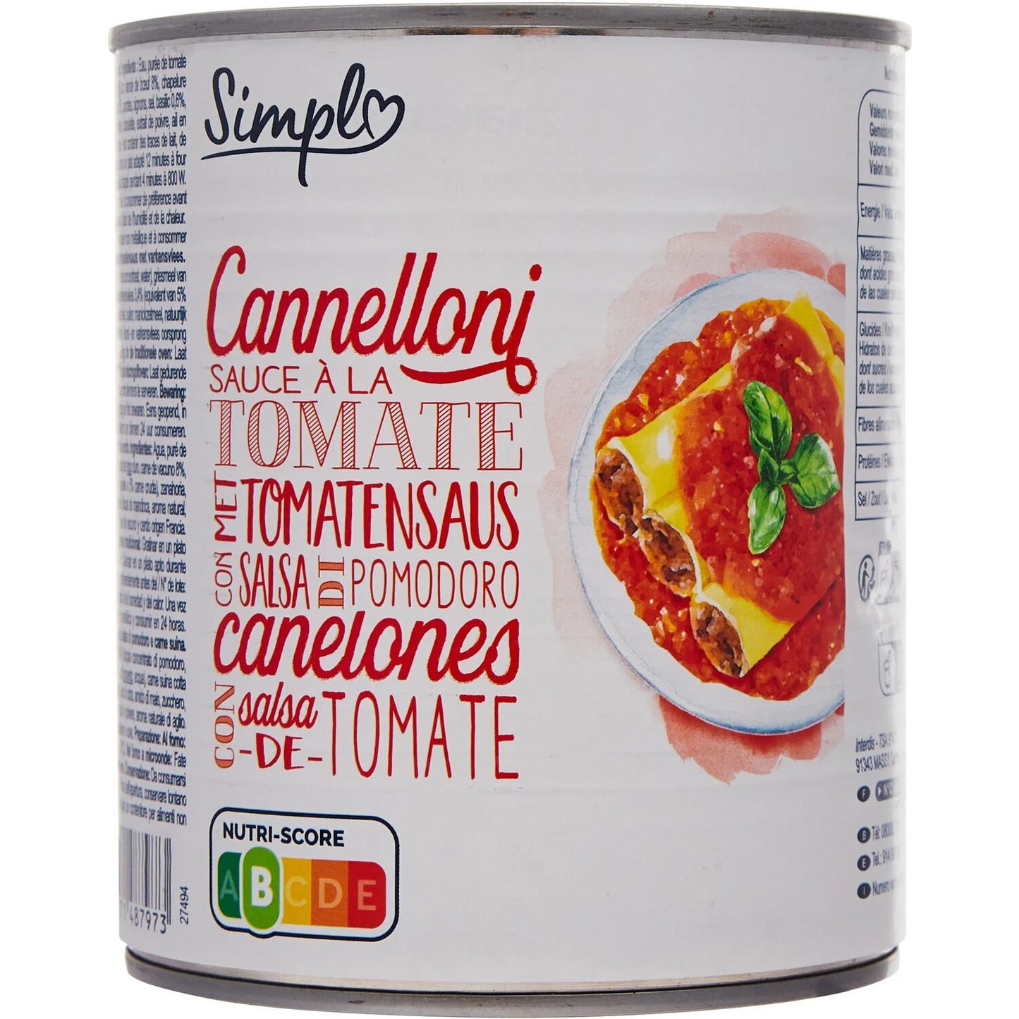 CANNELLONI A LA TOMATE  DE 800GR