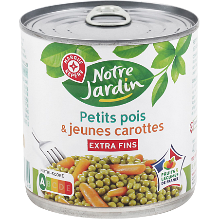NOTRE JARDIN PETITS POIS JEUNES CAROTTES EXTRA FINS DE 800R