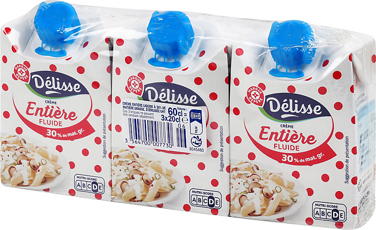 DELISSE CREME ENTIERE FLUIDE DE 3X 20CL  30  MAT