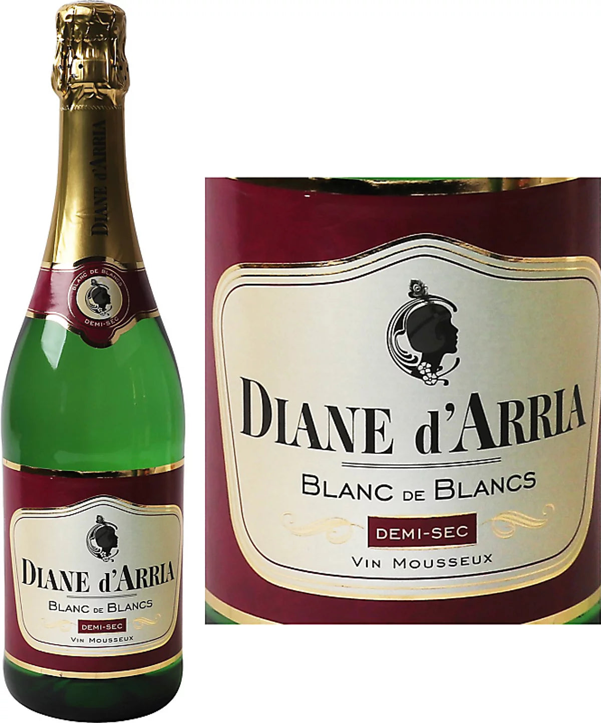 DIANE D ARRIA BLANC DE BLANC DEMI SEC MOUSSEUX DE 75 CL