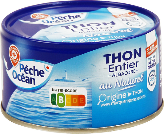 PECHE OCEAN THON ENTIER AU NATUREL DE  93 GR