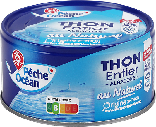 PECHE OCEAN THON ENTIER AU NATUREL DE  140GR
