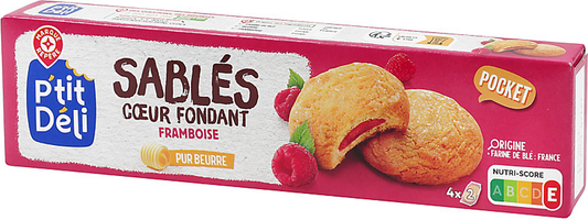 PTIT DELI SABLES COEUR FONDANT FRAMBOISE PUR BEURRE DE 100GR