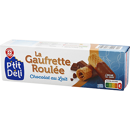 PTIT DELI  LA GAUFRETTE ROULEE CHOCOLAT AU LAIT DE 125 GR