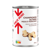 PRIX MINI CHAMPIGNON DE PARIS PIED ET MORCEAUX DE 390GR