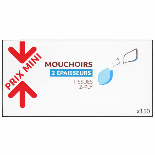 PRIX MINI MOUCHOIR 2 EPAISSEURS DE 150 PCS DE 179GR