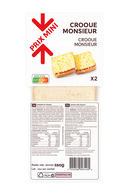 PRIX MINI CROQUE MONSIEUR X2 DE 350 GR