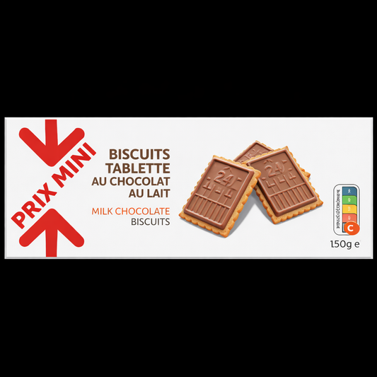 PRIX MINI  BISCUITS TABLETTE AU CHOCOLAT AU LAIT DE 150 GR