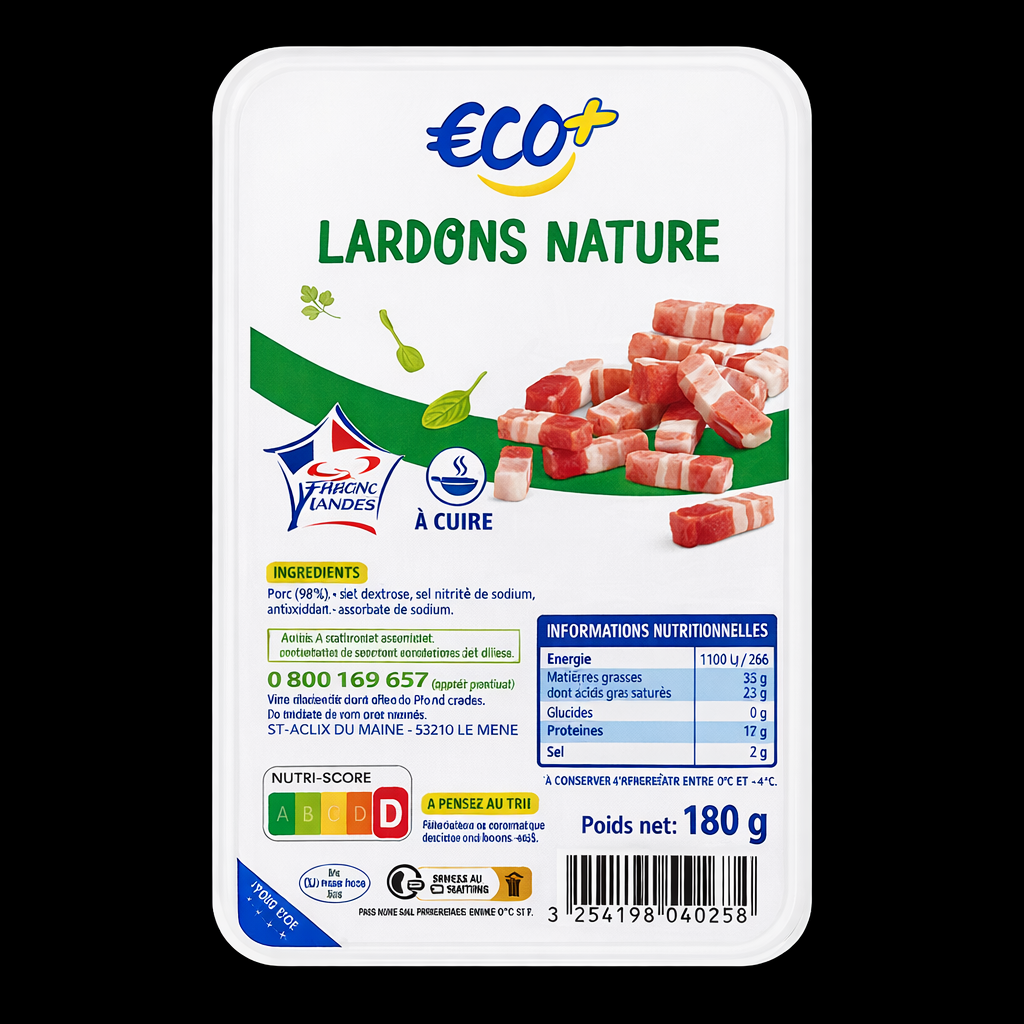 LARDONS NATURE DE 180GR