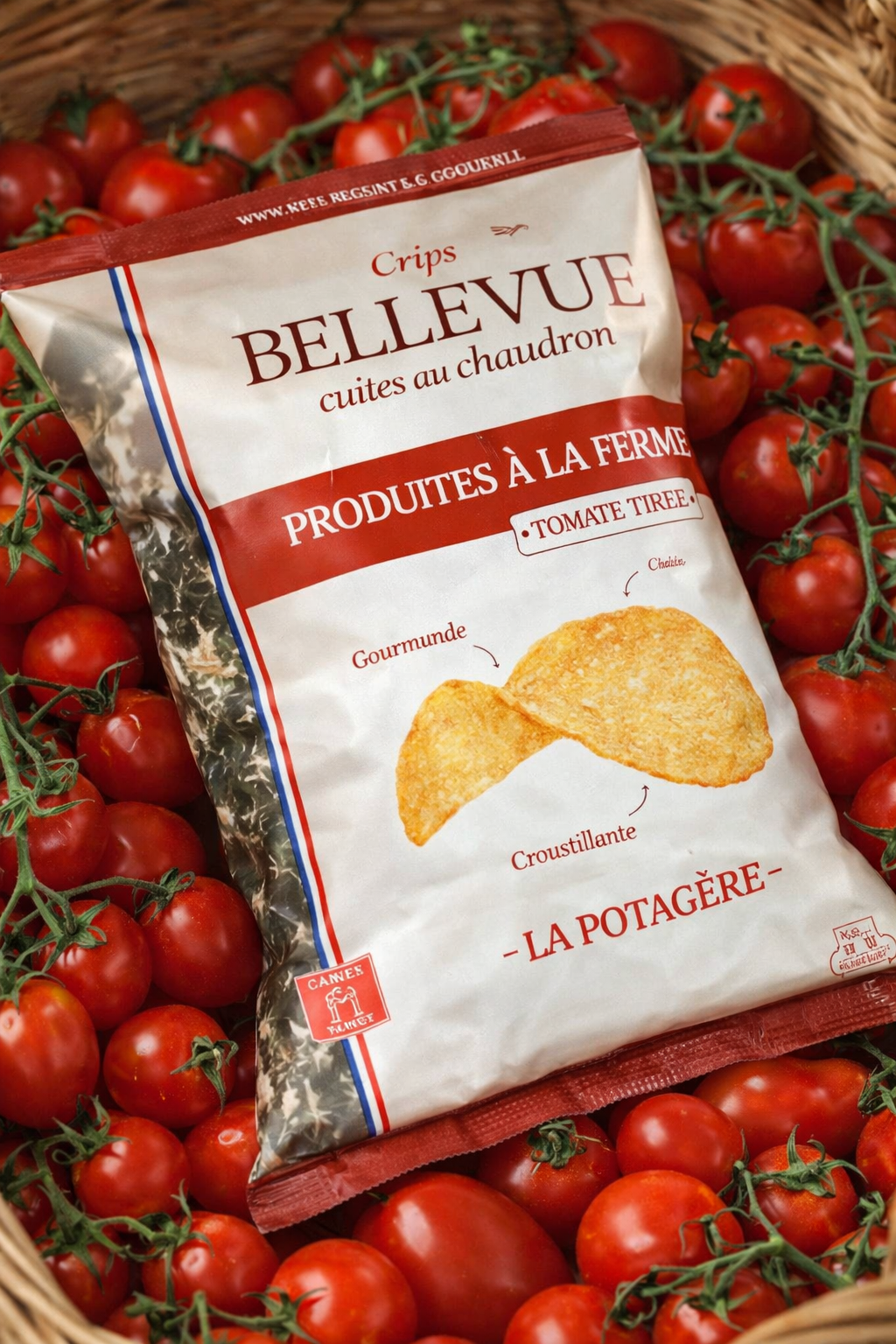 CHIPS BELLEVUE LA POTAGERE TOMATE & THYM DE 150 GR