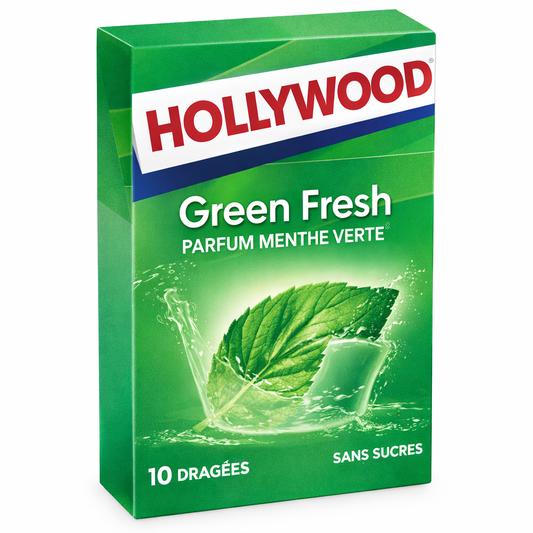 HOLLYWOOD GREEN FRESH MENTHE  VERTE DE 14 GR